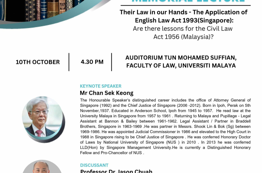 Azmi & Associates Presents: The 13th Tun Suffian Memorial Lecture Featuring Dato' Sri Chan Sek Keong, Ex-Chief Justice of Singapore