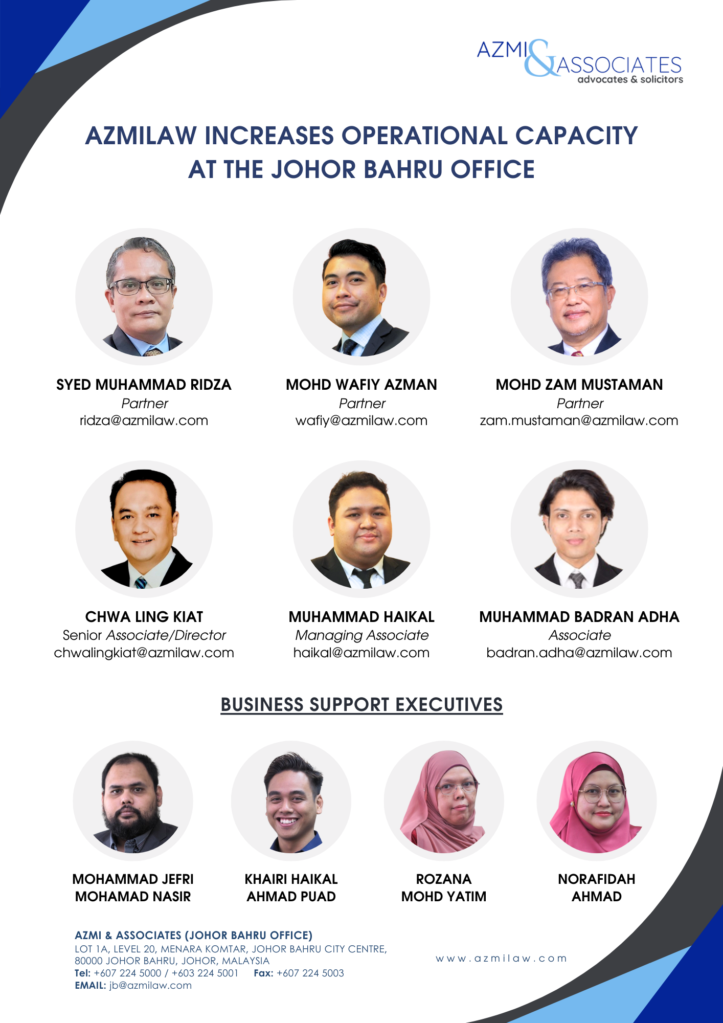 Azmi & Associates Increases Operational Capacity at the Johor Bahru Office